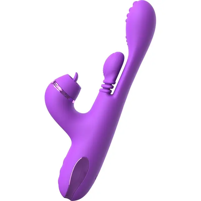 Фиолетовый вибратор с тройной стимуляцией Intimotion Pulse Pro - 24 см - Fantasy For Her. Фотография 3.