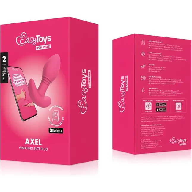 Розовая интерактивная вибропробка Axel - 10 см - EasyConnect. Фотография 11.