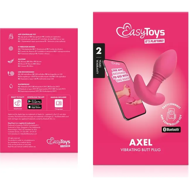 Розовая интерактивная вибропробка Axel - 10 см - EasyConnect. Фотография 10.