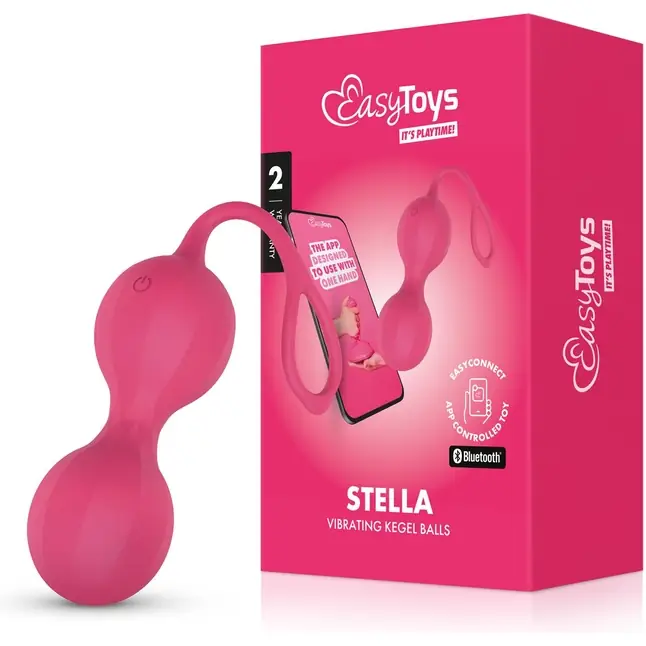 Розовые интерактивные вагинальные виброшарики Stella - EasyConnect