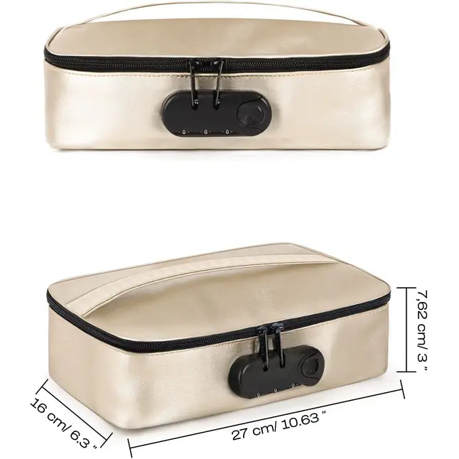 Золотистая сумочка для хранения игрушек Discreet Box. Фотография 5.