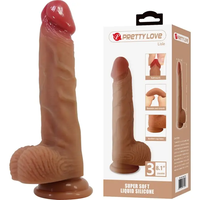 Телесный фаллоимитатор из жидкого силикона Lisle - 20,6 см - Pretty Love