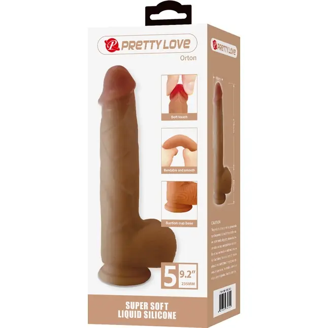 Телесный фаллоимитатор из жидкого силикона Orton - 23,5 см - Pretty Love. Фотография 7.