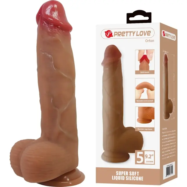 Телесный фаллоимитатор из жидкого силикона Orton - 23,5 см - Pretty Love