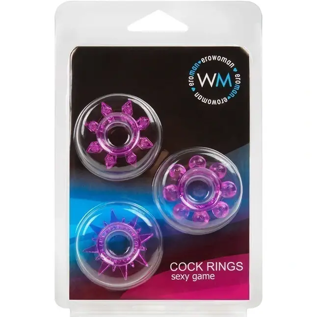 Набор из 3 лиловых эрекционных колец различной формы - EROWOMAN-EROMAN. Фотография 2.