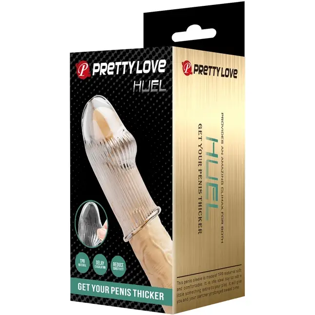 Прозрачная насадка на пенис Huel - 9 см - Pretty Love. Фотография 3.