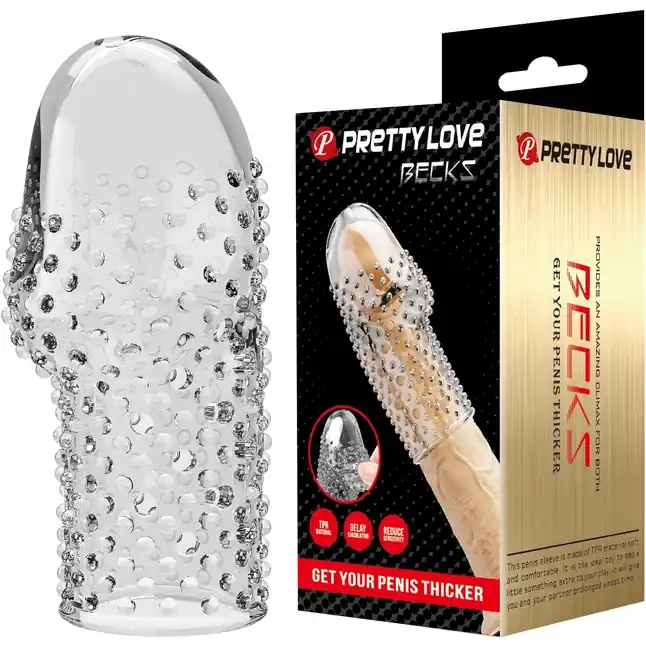 Прозрачная текстурированная насадка на пенис Becks - 8 см - Pretty Love. Фотография 2.