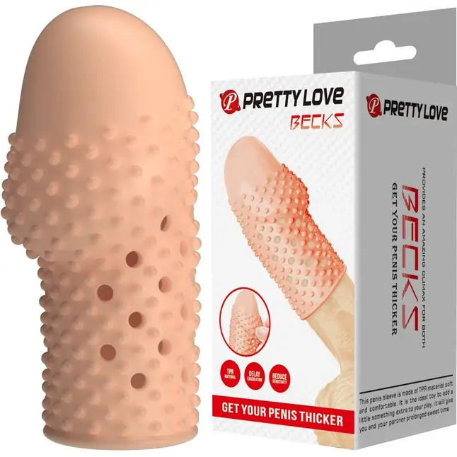Телесная текстурированная насадка на пенис Becks - 8 см - Pretty Love. Фотография 2.