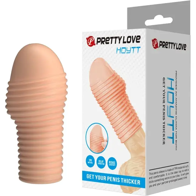 Телесная насадка на пенис с ребрышками Hoytt - 9 см - Pretty Love. Фотография 2.