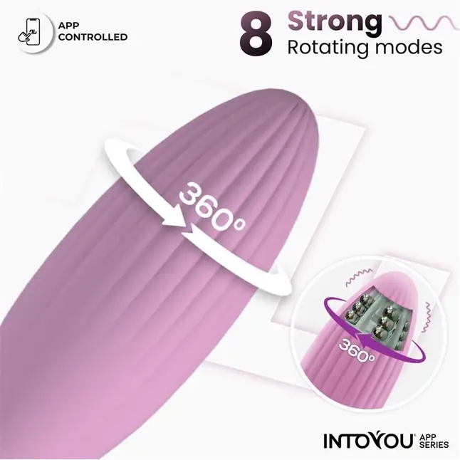 Нежно-розовое интерактивное виброяйцо с функцией вращения Rotating Beads. Фотография 4.