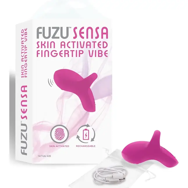 Розовый сенсорный вибромассажёр на палец Fuzu Sensa. Фотография 4.
