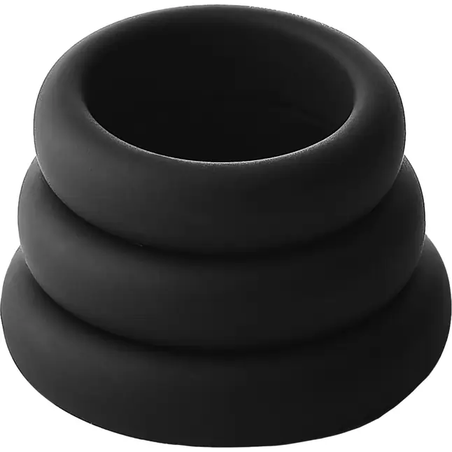 Набор из 3 черных эрекционных колец Smooth Silicone Cockring Pack - Ramrod. Фотография 6.