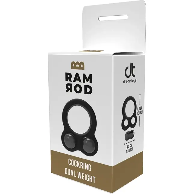 Черное эрекционное кольцо с утяжелителями Cockring Dual Weight - Ramrod. Фотография 2.