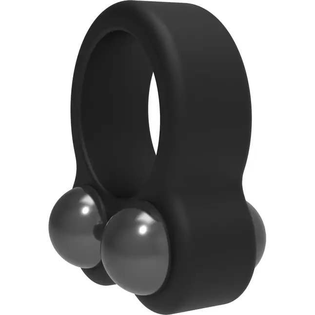 Черное эрекционное кольцо с утяжелителями Cockring Dual Weight - Ramrod. Фотография 5.