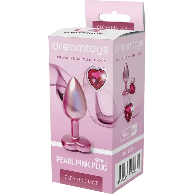 Розовая анальная пробка с кристаллом-сердцем Pearl Pink Plug Small - Gleaming Love. Фотография 2.