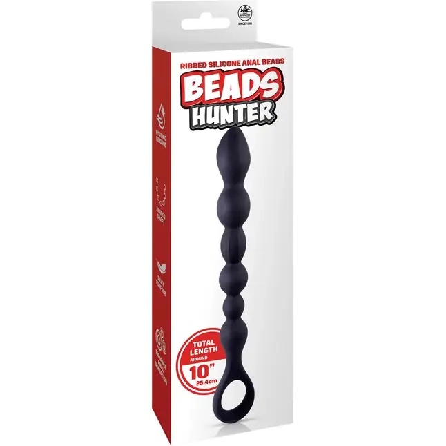 Черная анальная цепочка Beads Hunter - 25,4 см. Фотография 4.