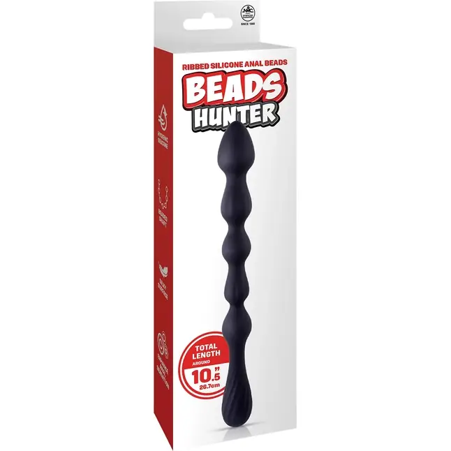 Черная анальная цепочка Hunter Beads - 26,7 см. Фотография 4.