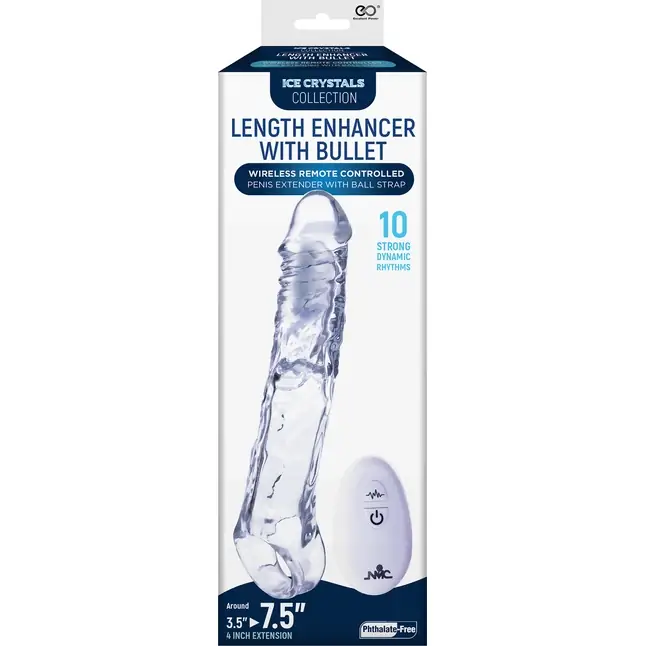 Прозрачная насадка-удлинитель Length Enhancer With Bullet с подхватом - 22,3 см. Фотография 2.