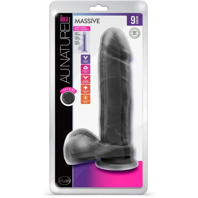 Черный фаллоимитатор на присоске Massive - 24,1 см - Au Naturel. Фотография 3.