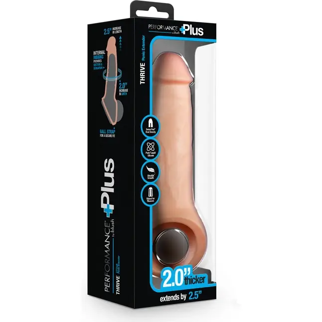 Телесная насадка-удлинитель Thrive 8.75 Inch Realistic Penis Extender Sleeve - 22,2 см - Performance Plus. Фотография 2.