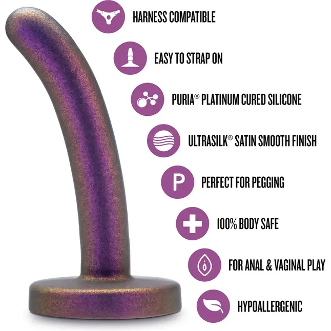 Фиолетовая насадка с гладкой поверхностью Surrender 4.75 Inch Beginner Pegging Dildo - 12 см - Temptasia. Фотография 3.
