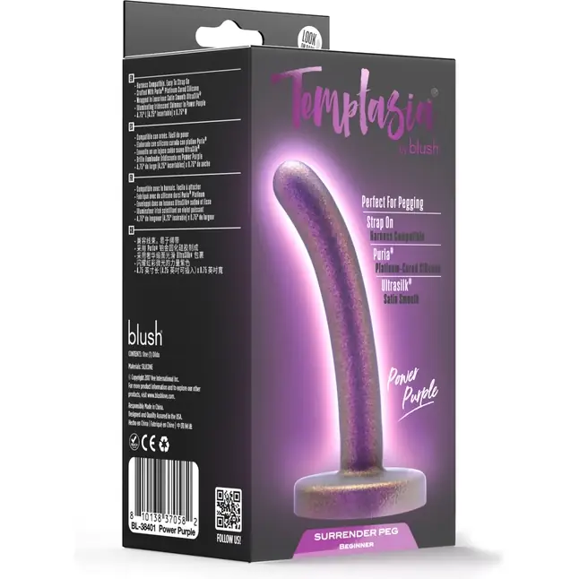 Фиолетовая насадка с гладкой поверхностью Surrender 4.75 Inch Beginner Pegging Dildo - 12 см - Temptasia. Фотография 4.