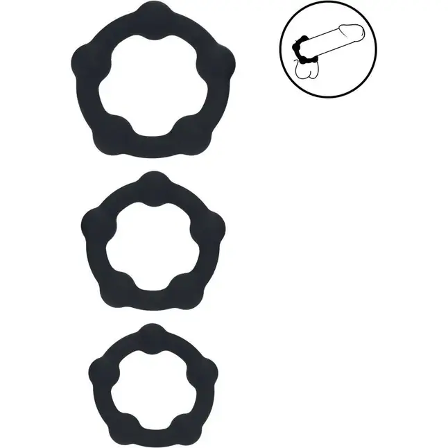 Набор из 3 эрекционных колец Beaded Silicone Cockring Set - Levelz