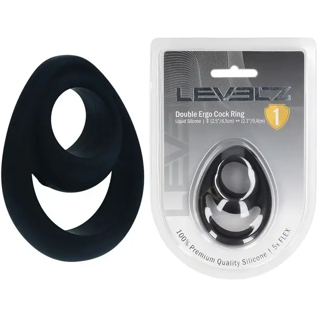 Черное эрекционное кольцо Double Ergo Silicone Cockring - Levelz. Фотография 3.