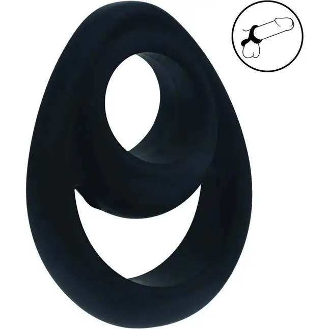 Черное эрекционное кольцо Double Ergo Silicone Cockring - Levelz