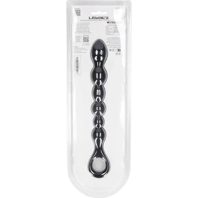 Черная силиконовая цепочка Beaded Snake Silicone Anal Probe with Loop - 26 см - Levelz. Фотография 3.