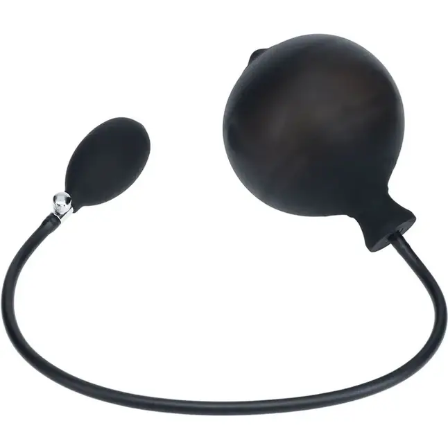 Черная анальная втулка с функцией расширения Ribbed Inflatable Silicone Anal Plug - Levelz. Фотография 2.