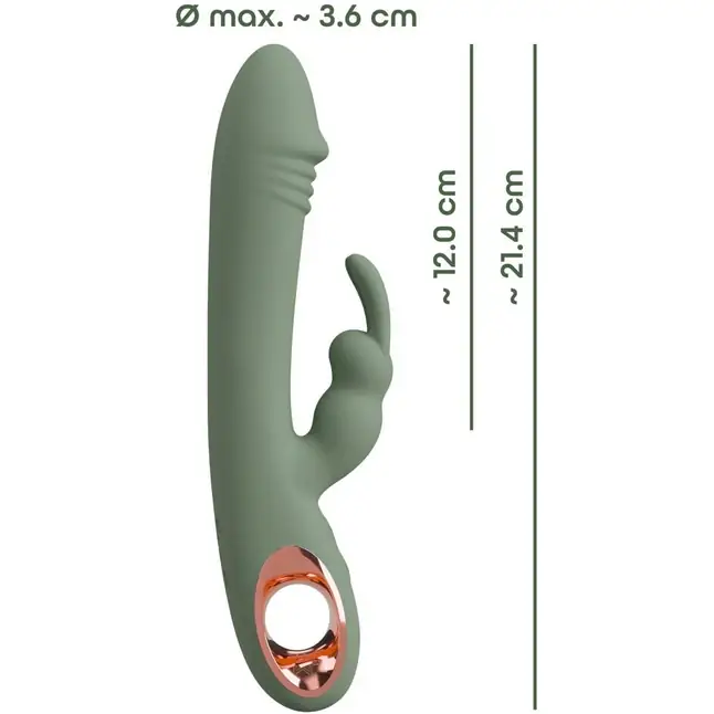 Оливковый вибратор-кролик Slim Rabbit Olive - 21,4 см - You2Toys. Фотография 11.