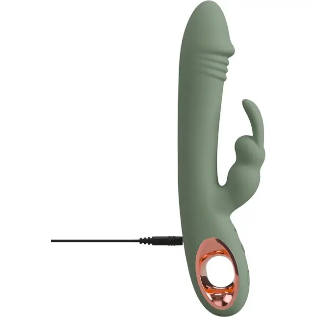 Оливковый вибратор-кролик Slim Rabbit Olive - 21,4 см - You2Toys. Фотография 9.