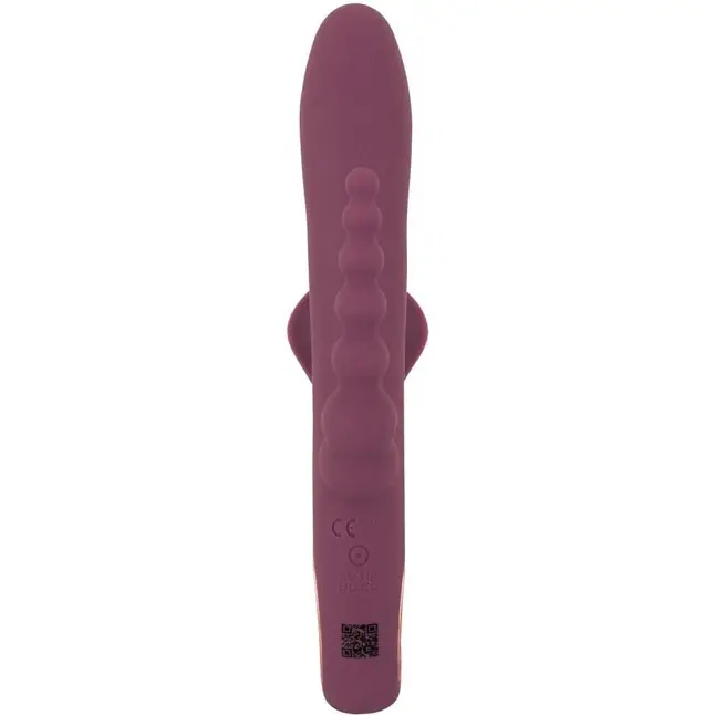 Сливовый вибратор с клиторальным отростком и анальным хвостом Slim Triple Plum - 21,4 см - You2Toys. Фотография 5.
