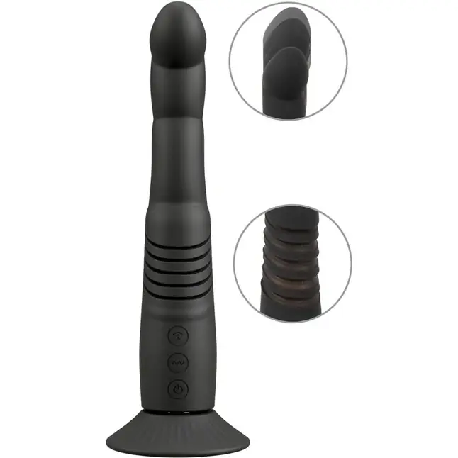 Черный вибратор с поступательными движениями G and P-Spot Thrusting Vibrator - 23 см - Couples Choice. Фотография 3.
