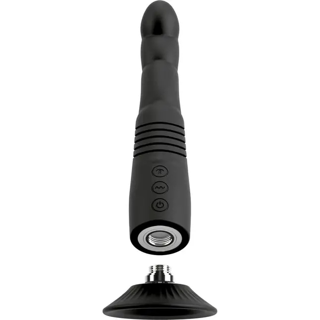 Черный вибратор с поступательными движениями G and P-Spot Thrusting Vibrator - 23 см - Couples Choice. Фотография 4.