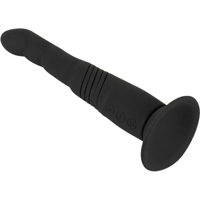 Черный вибратор с поступательными движениями G and P-Spot Thrusting Vibrator - 23 см - Couples Choice. Фотография 7.
