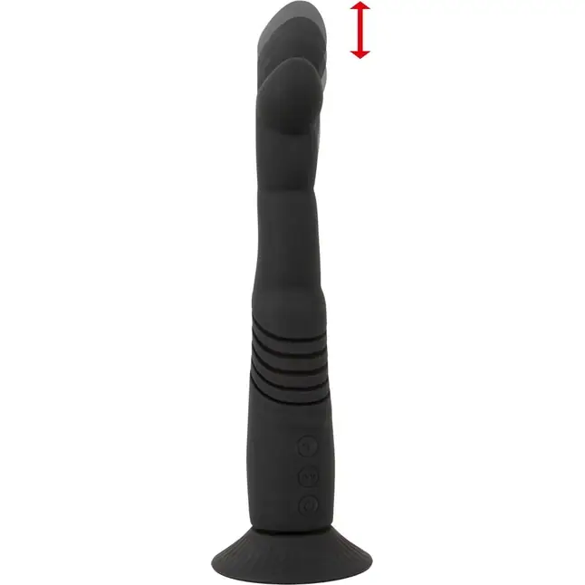 Черный вибратор с поступательными движениями G and P-Spot Thrusting Vibrator - 23 см - Couples Choice