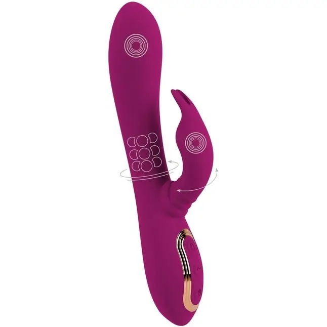Фиолетовый вибратор 3 Function Vibrator с вращением бусин - 23 см - JAVIDA