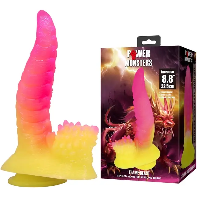 Силиконовый фаллоимитатор Flame Beast - 22,5 см. Фотография 2.