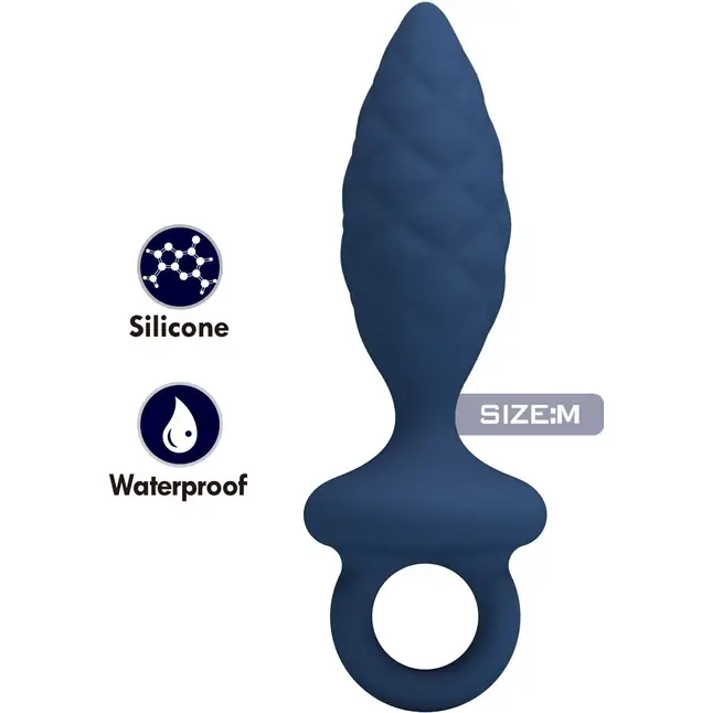 Синяя анальная пробка с кольцом Butt Plug with Loop M - 13,4 см - Mr.Play. Фотография 3.