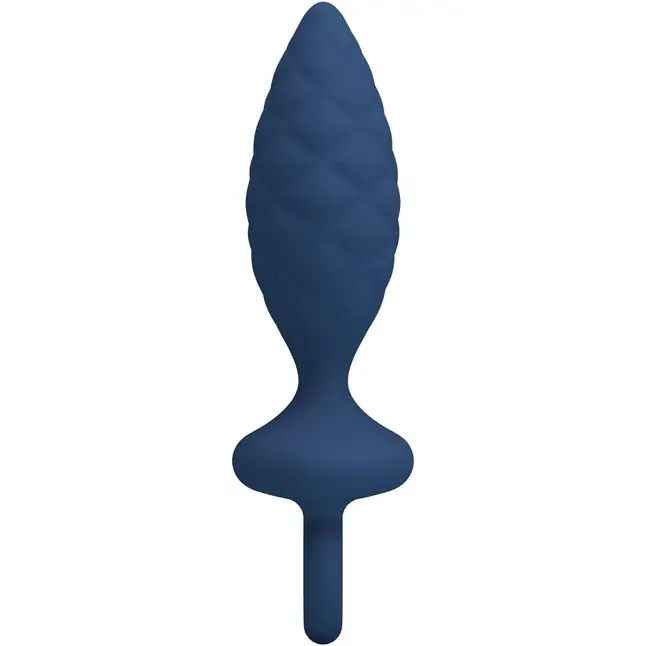 Синяя анальная пробка с кольцом Butt Plug with Loop M - 13,4 см - Mr.Play. Фотография 4.