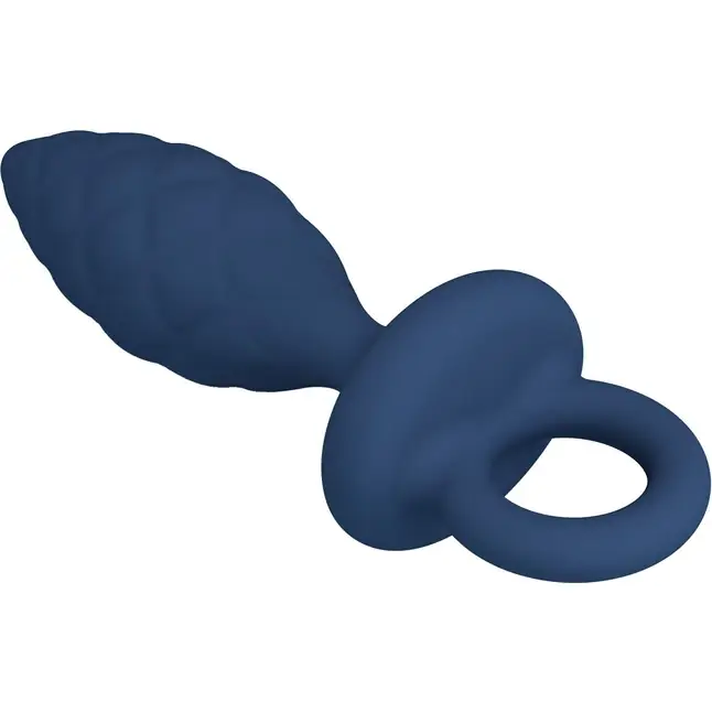 Синяя анальная пробка с кольцом Butt Plug with Loop M - 13,4 см - Mr.Play. Фотография 5.