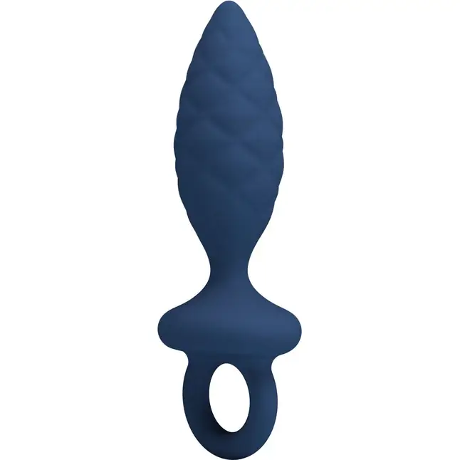 Синяя анальная пробка с кольцом Butt Plug with Loop M - 13,4 см - Mr.Play