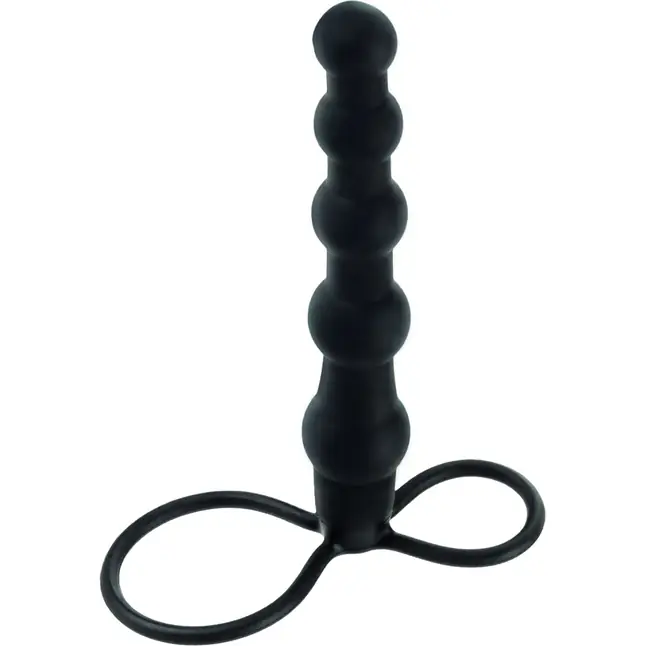 Насадка на пенис для двойного проникновения Silicone Beaded Double Rider - 14 см - Anal Toys. Фотография 3.
