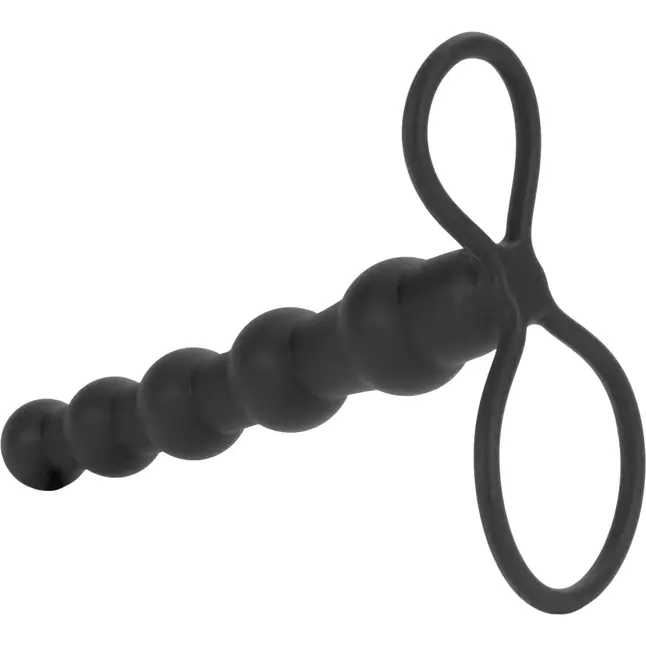 Насадка на пенис для двойного проникновения Silicone Beaded Double Rider - 14 см - Anal Toys. Фотография 5.