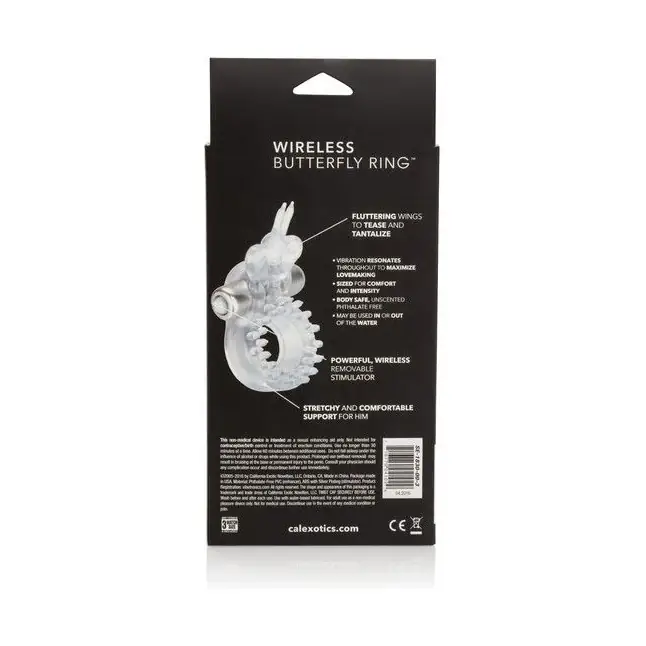 Прозрачное эрекционное кольцо с вибрацией Wireless Butterfly Ring - Couples Enhancers. Фотография 4.