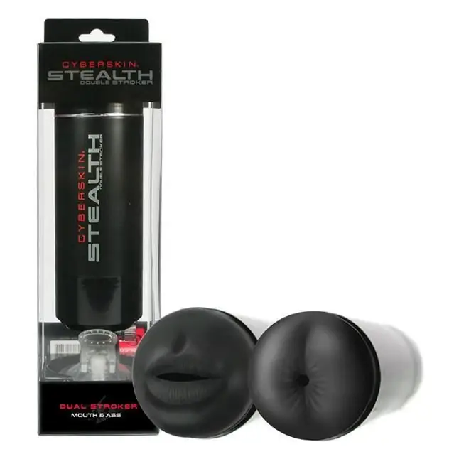 Двусторонний мастурбатор CyberSkin Stealth Double Stroker - ротик и попка - CyberSkin