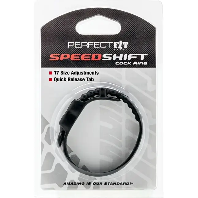 Чёрное регулируемое эрекционное кольцо Speed Shift. Фотография 3.