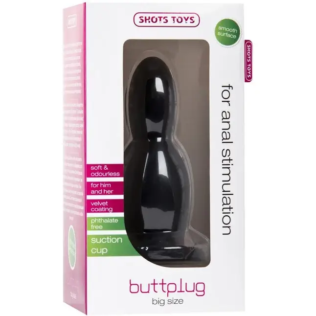 Чёрная анальная пробка Buttplug Big - 13,3 см - Shots Toys. Фотография 2.